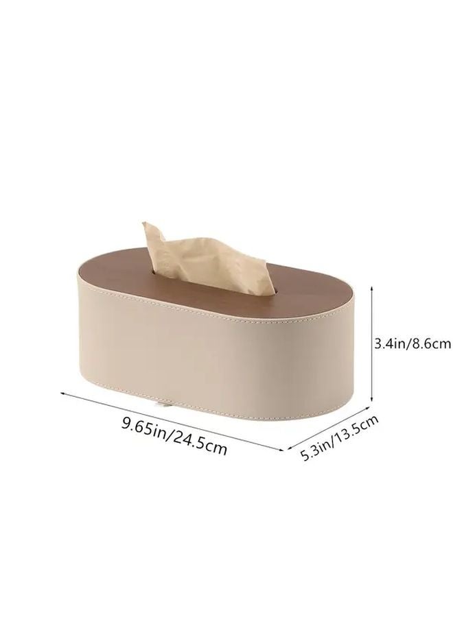 Modern Rectangular PU Leather Tissue Box Holder With Hidden Cover For Home Office Car - Image 4